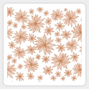 Peach Flower Line Art Pattern Sticker